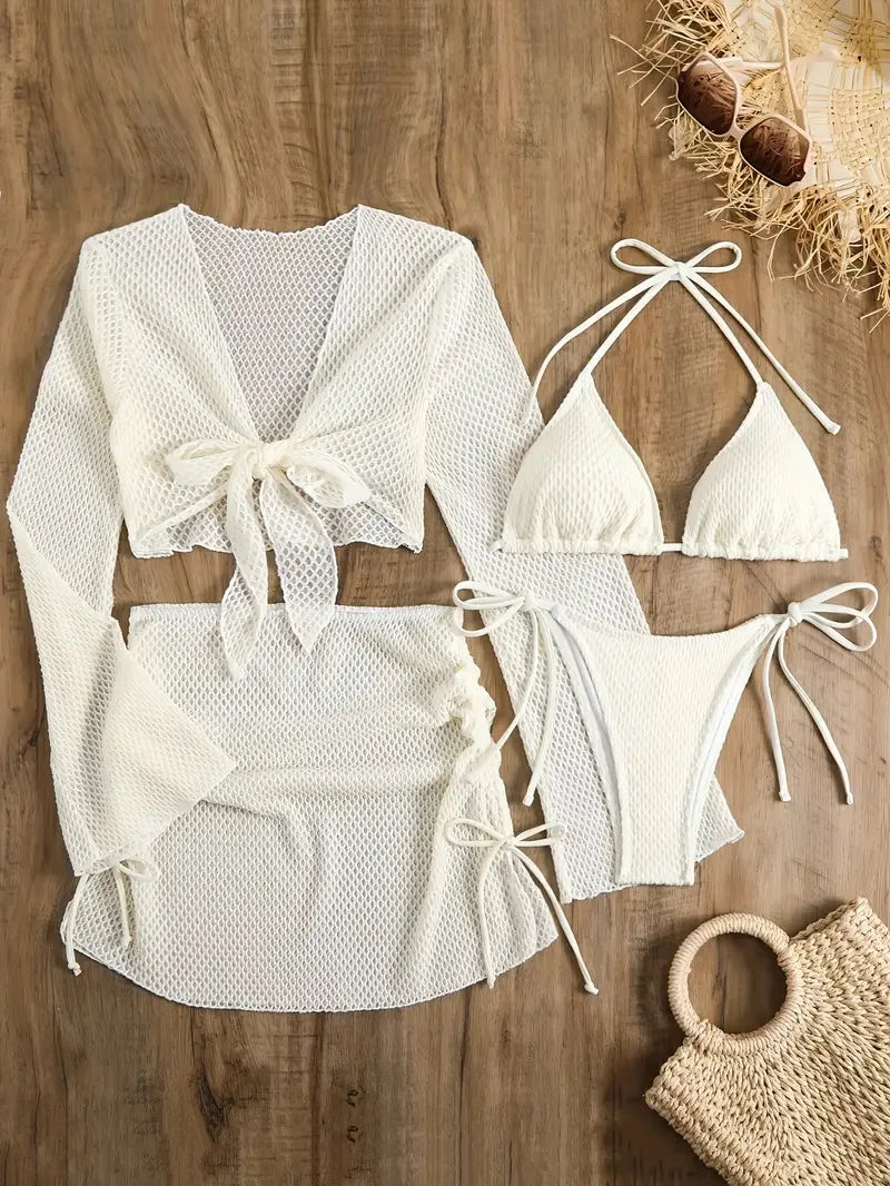 Sexy Damen Bikini Set – 4-teilig, High Waist, ohne Bügel